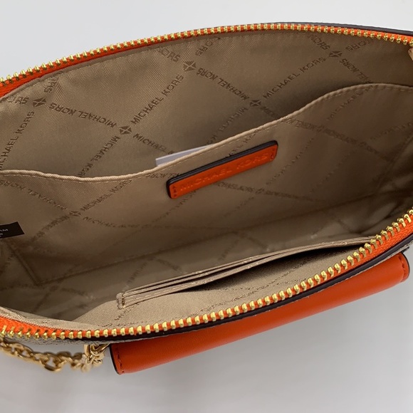 Michael Kors Jet Set LG 2 in 1 card case wristlet Wallet POPPY BROWN SIG… - Picture 14 of 16